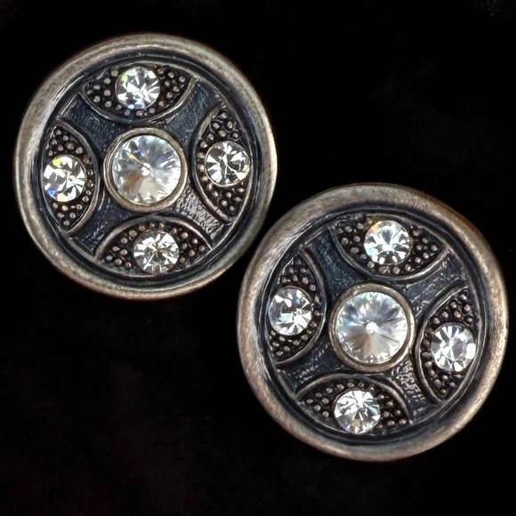 Vintage Art Decco Modernist Ornate Stone Earrings clip on - Picture 3 of 5